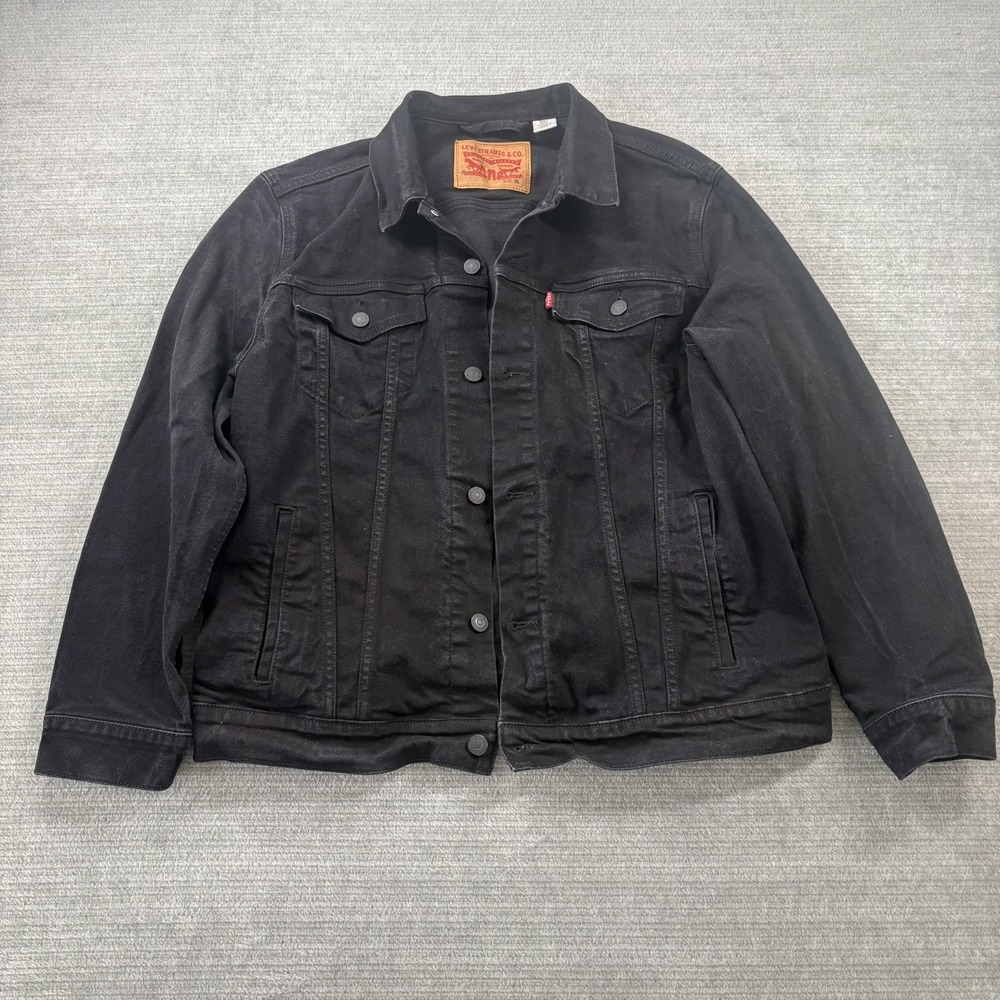 Levi's Denim Trucker Jacket Mens XL Black Classic Button Front Western Casual